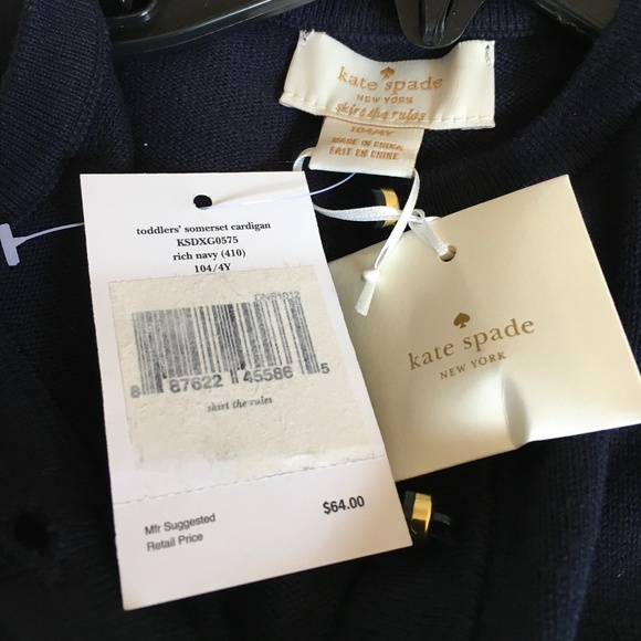 Kate Spade Girl Navy Blue Cardigan Sweater size 4. - Picture 4 of 8